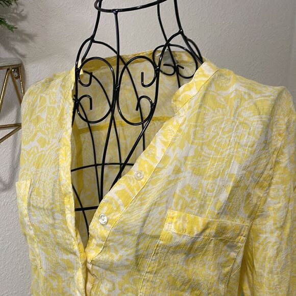 Old navy yellow floral print blouse size S - Picture 3 of 7